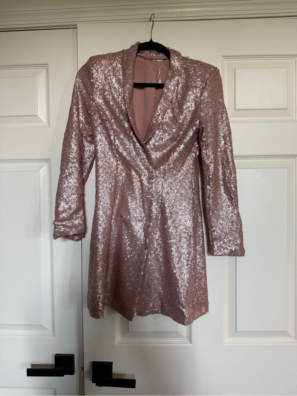 Sequin Wrap Front Party Dress in Blush Pink